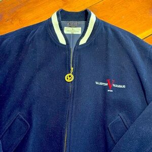 Vintage Valentino Garavani Navy Varsity Bomber Jacket Classic Iconic Academia